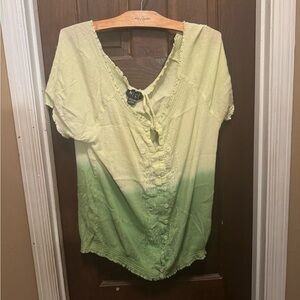 Women’s Short Sleeve MLNY XL Yellow-Green Blouse